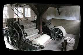 Wool spinning powered by steam engine