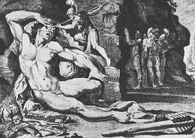 Odysseus blinding the cyclops Polyphemus