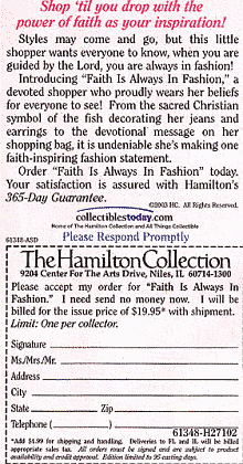The nauseating text for "Faith is always in fashion"