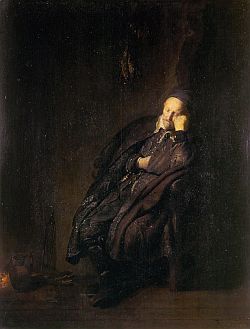 'An Old Man Asleep, Seated by the Fire' by Rembrandt van Rijn