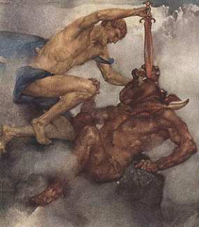 Perseus slaying the Minotaur